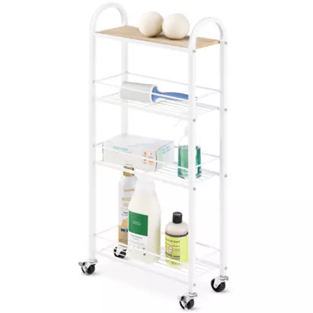 Whitmor 4 Tier Slim Shelf Cart Rolling Storage Carts