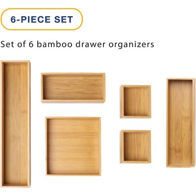 Image showing  Bamboo Drawer Organizers, Set of 6