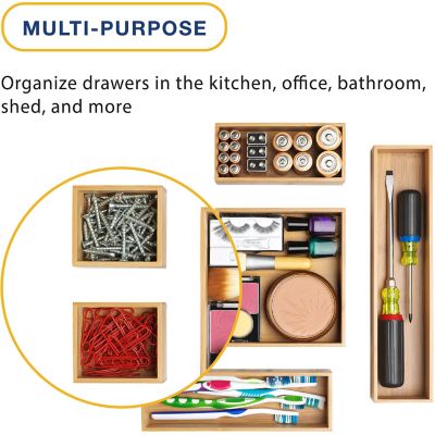 Image showing  Bamboo Drawer Organizers, Set of 6