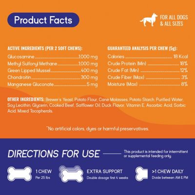 Image showing  Joint Support Supplement for Dogs Recommended for Hip Dysplasia, Arthritis & Joint Disease USA Tested 60 Chews