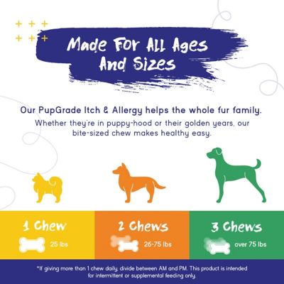 Image showing  Itch & Allergy Chew Supplement for Dogs Immune Support & Seasonal Allergies Helps with Anti Itch 60 Soft Chews