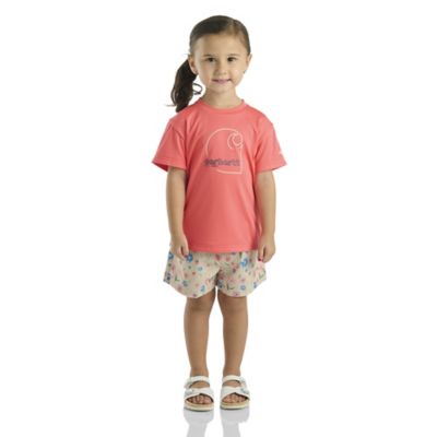 Carhartt Kid's Force Sun Defender Short Sleeve Shirt And Floral Short Set