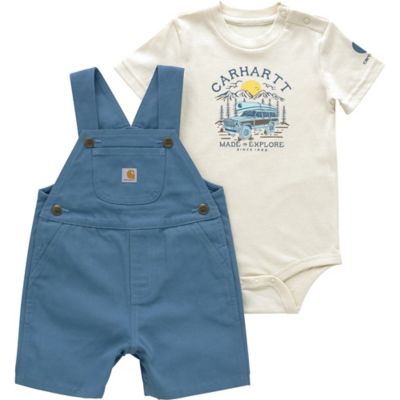 Carhartt Kid's Short Sleeve Bodysuit & Canvas Shortall Set