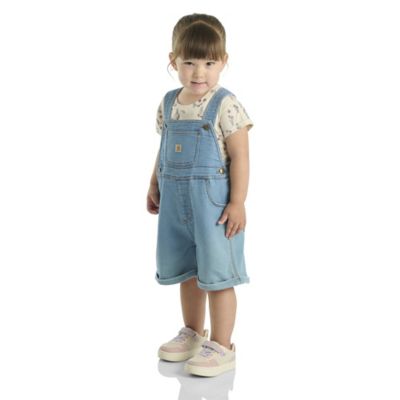 Image showing  Kid's Short-Sleeve Floral T-Shirt and Denim Shortall Set