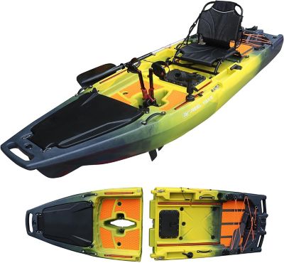 Reel Yaks 9.8 ft Rocket Modular fin Drive Fishing Kayak, Super Stable 35 in. Wide, 400lbs Capacity