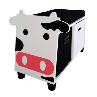 turtleplay Childrens Cow Storage Bench With Cushion