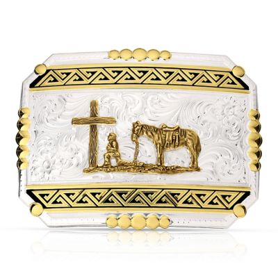 Montana Silversmiths Southwest Origins Buckle with Christian Cowboy, 52910-731