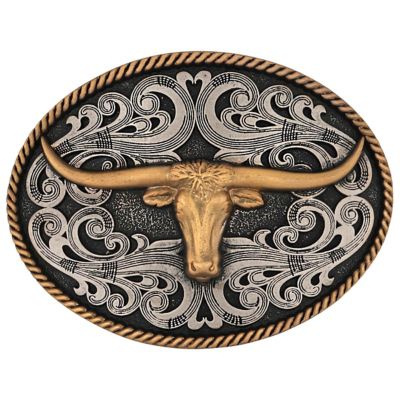 Montana Silversmiths Two-Tone Longhorn Attitude Buckle, A1015P