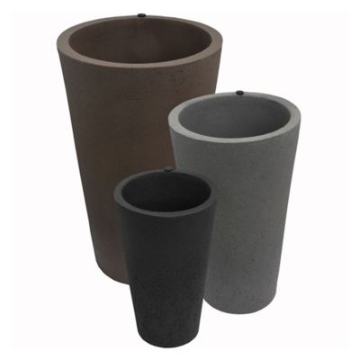 Image showing 6 th Algreen 20 in. Tall Crete Planter Black, 2 pk.