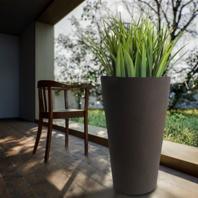 Image showing 7 th Algreen 30 in. Tall Crete Planter Brownstone