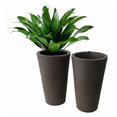 Algreen 20 in. Tall Crete Planter Brownstone, 2 pk.