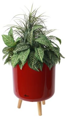 Image showing  Modena 12.7 in. Planter with Stand Red