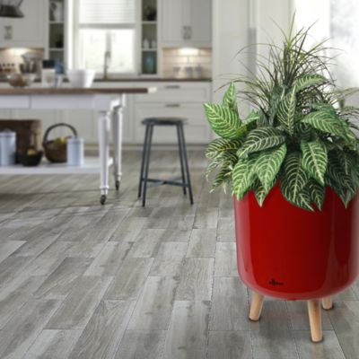 Image showing  Modena 12.7 in. Planter with Stand Red