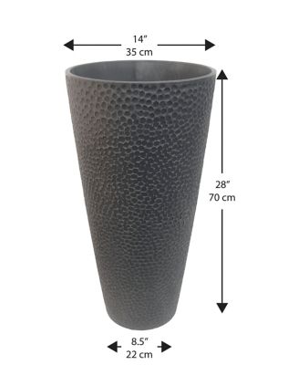 Image showing  Valencia Hammered Planter, 14 x 28, Charcoal