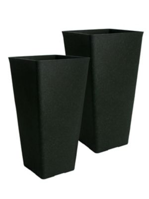 Algreen Acerra Planter Taper 13 x 25 Black Stucco, 2 pk.