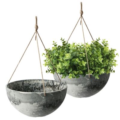 Algreen Acerra 14 in. Hanging Basket Gray, 2 pk.