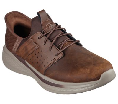 Skechers Men's Leather Athletic Casual Shoe Brown