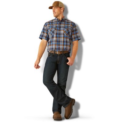 Image showing 4 th Ariat Men's Rebar Made Tough Durastretch Collared Short-Sleeve Work Shirt
