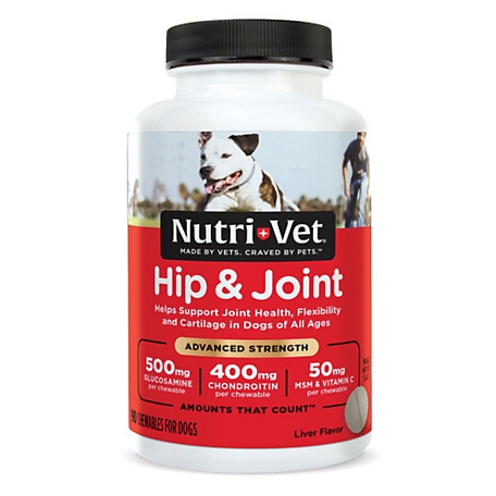 Nutri-Vet Advanced Strength Chewable Hip and Joint Supplement Tablets for Dogs, 0.55 lb., 90 ct.