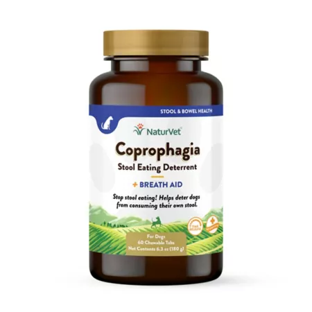 NaturVet Coprophagia Stool Eating Deterrent Plus Breathing Aid for Dogs Sustained Release Tablets 60 ct Dog Digestion Supplements