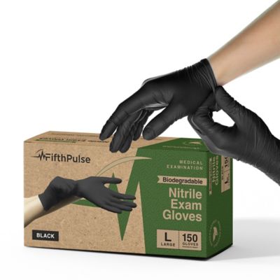 FifthPulse Biodegradable Disposable Nitrile Gloves, 3 Mil Medical Exam Gloves - 150 Count