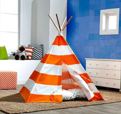 Image showing  Childrens Teepee, Orange with White Stripes