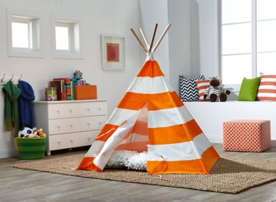 Image showing  Childrens Teepee, Orange with White Stripes