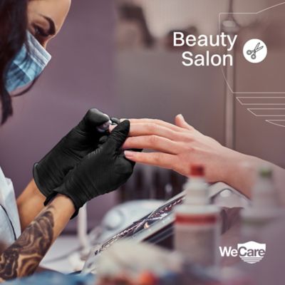 Image showing 3 th WeCare Nitrile Gloves 8 Mil - Heavy Duty Gloves with Diamond Texture Grip - Powder and Latex Free Disposable Gloves - 50 Count