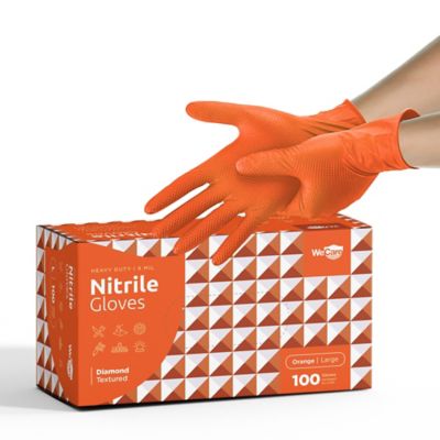 Image showing 0 th WeCare Nitrile Gloves 8 Mil - Heavy Duty Gloves with Diamond Texture Grip - Powder and Latex Free Disposable Gloves - 100 Count