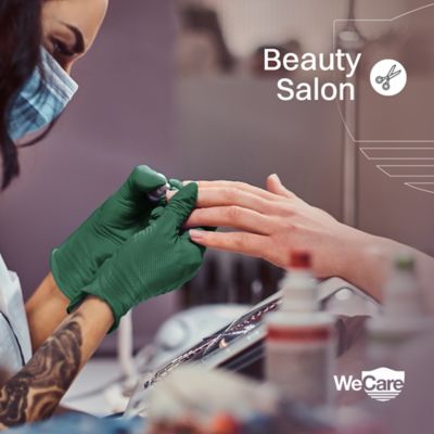 Image showing 3 th WeCare Nitrile Gloves 8 Mil - Heavy Duty Gloves with Diamond Texture Grip - Powder and Latex Free Disposable Gloves - 100 Count