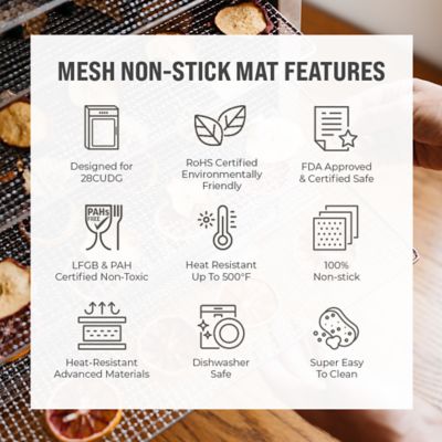 Image showing  20 in. x 33.5 in. Premium Non Stick Silicone Mesh Dehydrator Mats, 28 Bundle Pack