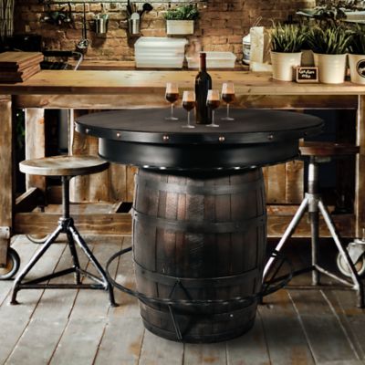Image showing  Whiskey Barrel Oak Table Brown 38 in. H
