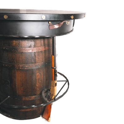 Image showing  3 Rifle Whisky Barrel Oak Table Brown 38 in. H