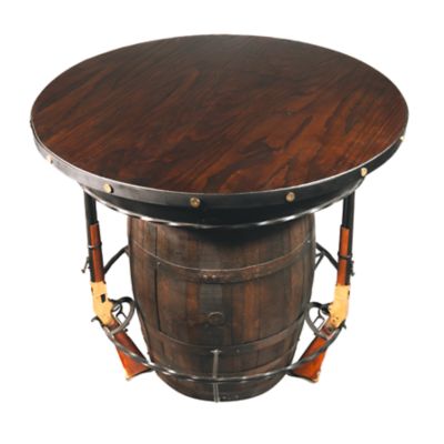 Image showing  3 Rifle Whisky Barrel Oak Table Brown 38 in. H