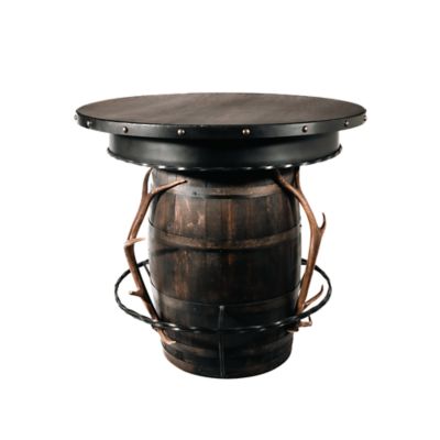 AntlerWorx Elk Ant Whisky Barrel Oak Table Brown 38 in. H