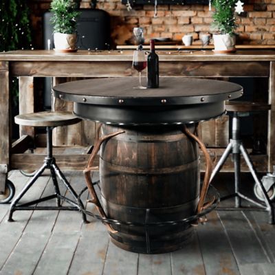 Image showing  Elk Ant Whisky Barrel Oak Table Brown 38 in. H