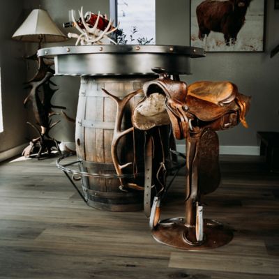 Image showing  Elk Ant Whisky Barrel Oak Table Brown 38 in. H