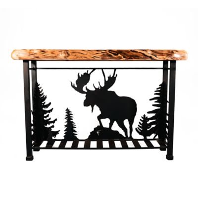 AntlerWorx Moose Aspen Wood Table Brown Finish 30 in. H