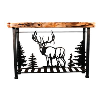 AntlerWorx Elk Aspen Wood Table Brown Finish 30 in. H