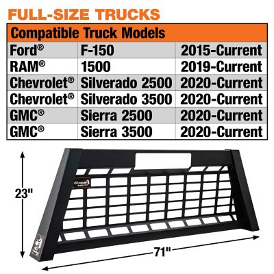 Image showing 1 th Buyers Products GuardDogg Heavy Duty Steel Truck Headache Rack with Mounting Brackets for Ford F-150, RAM 1500, GM 2500/3500