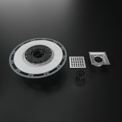 Image showing  4 in. x 4 in. Stainless Steel Square Shower Drain with PVC Bonding Flange, CFD-PVC-4-S06-BR