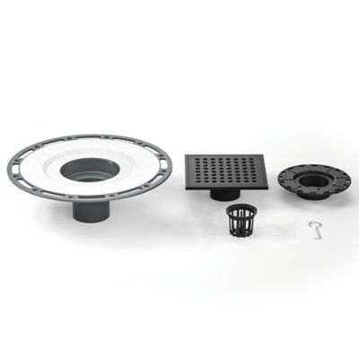 Image showing  6 in. x 6 in. Stainless Steel Square Shower Drain with PVC Bonding Flange, CFD-PVC-6-S06-MB