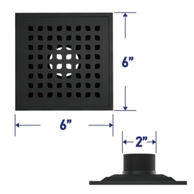 Image showing  6 in. x 6 in. Stainless Steel Square Shower Drain with PVC Bonding Flange, CFD-PVC-6-S06-MB