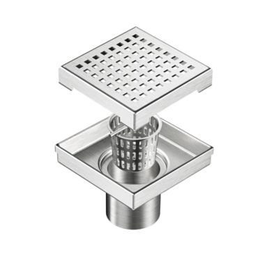 Neodrain 4 in. x 4 in. Stainless Steel Square Shower Drain with Square Pattern Surface, ZS3-4-S04-BR