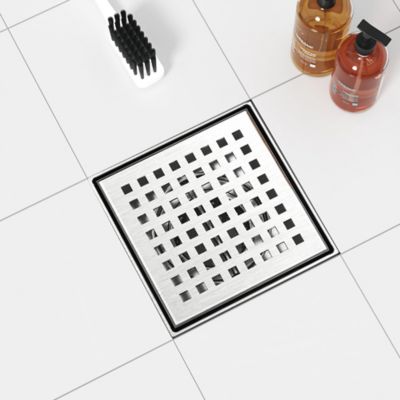 Image showing  4 in. x 4 in. Stainless Steel Square Shower Drain with Square Pattern Surface, ZS3-4-S04-BR