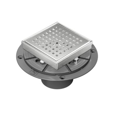 Neodrain 4 in. x 4 in. Stainless Steel Square Shower Drain with Square Pattern Surface & PVC Drain Base, ZS3-4-S04-BR-PVC3