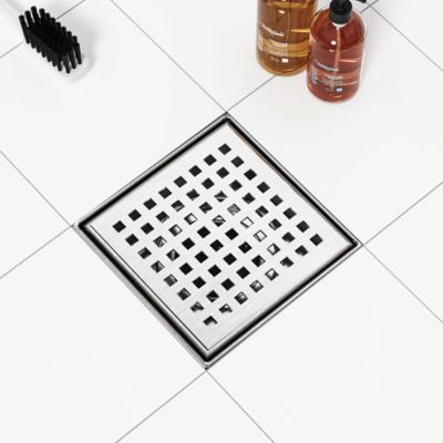 Image showing  4 in. x 4 in. Stainless Steel Square Shower Drain with Square Pattern Surface & PVC Drain Base, ZS3-4-S04-BR-PVC3
