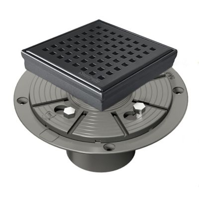 Neodrain 4 in. x 4 in. Stainless Steel Square Shower Drain with Square Pattern Surface & PVC Drain Base, ZS3-4-S04-MB-PVC3