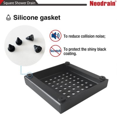 Image showing  4 in. x 4 in. Stainless Steel Square Shower Drain with Square Pattern Surface & PVC Drain Base, ZS3-4-S04-MB-PVC3