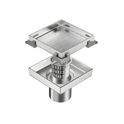 Neodrain 4 in. x 4 in. Stainless Steel Square Shower Drain with Tile In Pattern Surface, ZS3-4-T02-BR